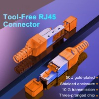 Tool-Free Shielded RJ45 Cat8 / Cat 7 / CAT6A Termination Plug Cat7 Plug / Cat7 Connector CAT6A Connectors Modular 23/24AWG